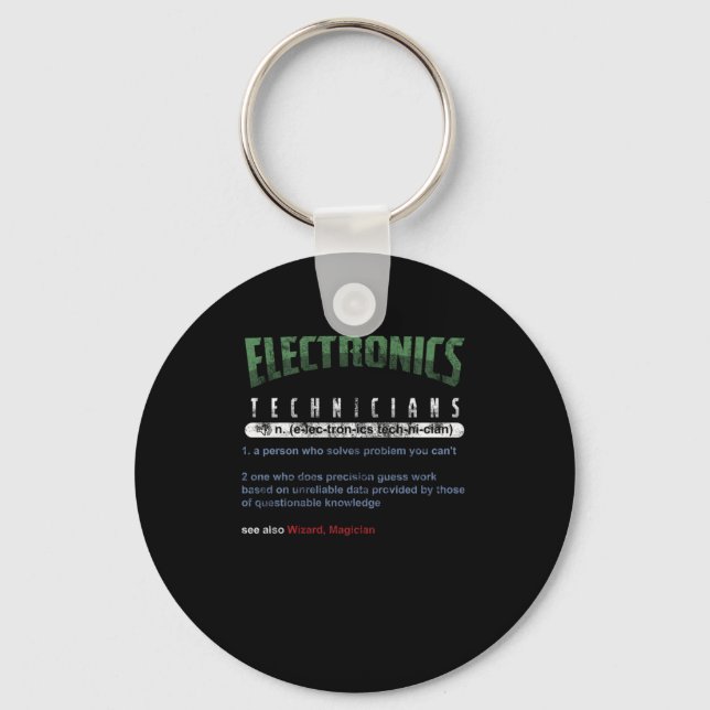 Electronics Technicians Technical Gift Keychain (Front)
