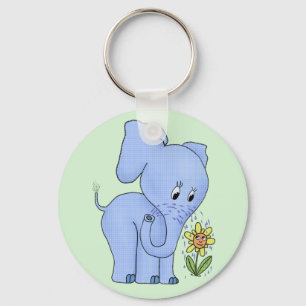 Elefant mit Blume Keychain
