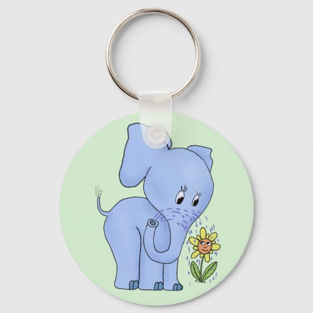 Elefant mit Blume Keychain (Front)