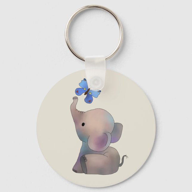 Elefant mit Schmetterling Keychain (Front)