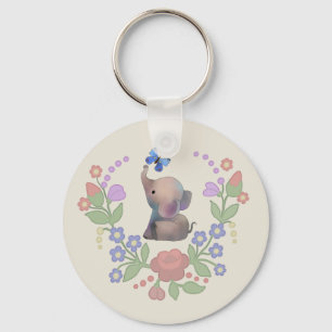 Elefant mit Schmetterling Keychain
