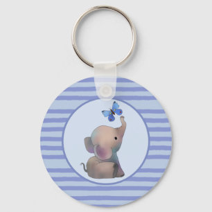 Elefant mit Schmetterling Keychain