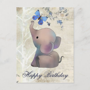 Elefant mit Schmetterling Postcard