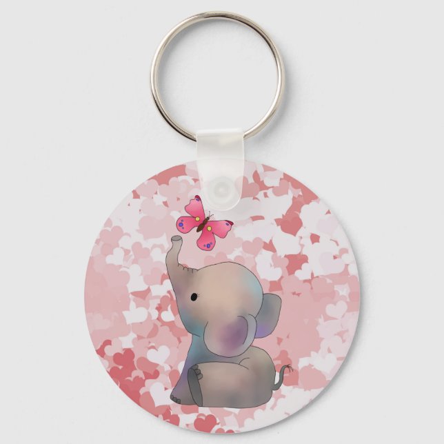 Elefant pink Falter Keyger Keychain (Front)