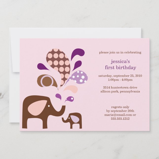 elefun birthday invitation (Front)