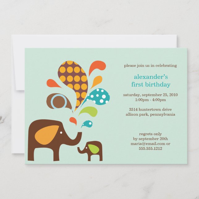 elefun birthday invitation (Front)
