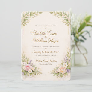 ElegaElegant orange Floral Wedding Invitation Temp