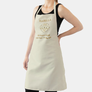 Elegan Beige Gold Custom Company Logo Monogrammed Apron