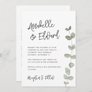 Elegan Mariage eucalyptus détails, invitation chic