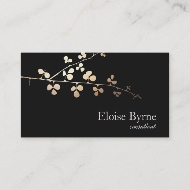 Elegan Tree Branch Gold and Black Business Card (Front)