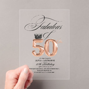 Elegance 50th & Fabulous Birthday  Acrylic Invitations