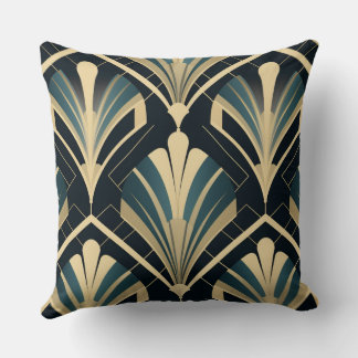 Elegance Art Deco - Blue Night and Ivory Throw Pillow