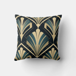 Elegance Art Deco - Blue Night and Ivory Throw Pillow