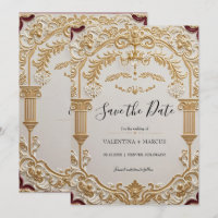 Élégance baroque Enregistrer la date Invitation