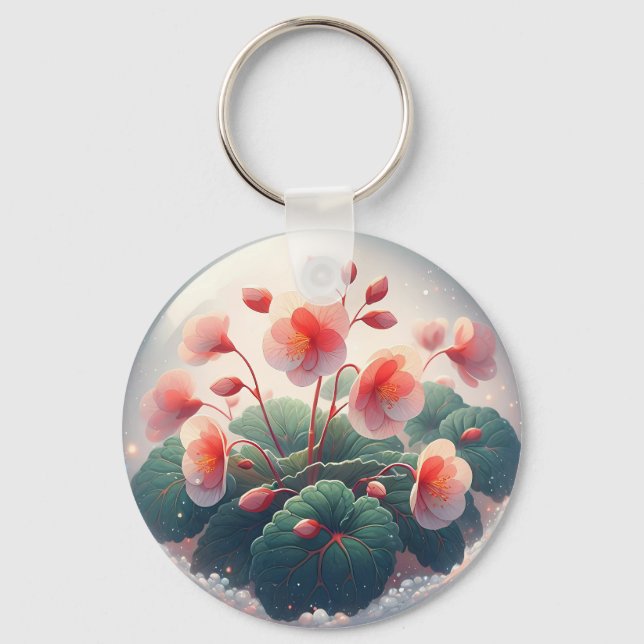 Elegance Begonia Flowers Keychain (Front)