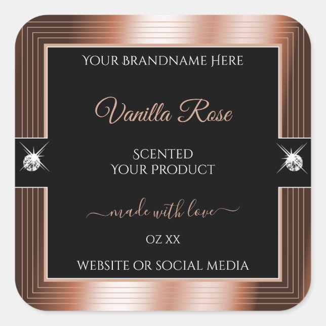 Elegance Black Rose Gold Brilliants Product Label (Front)