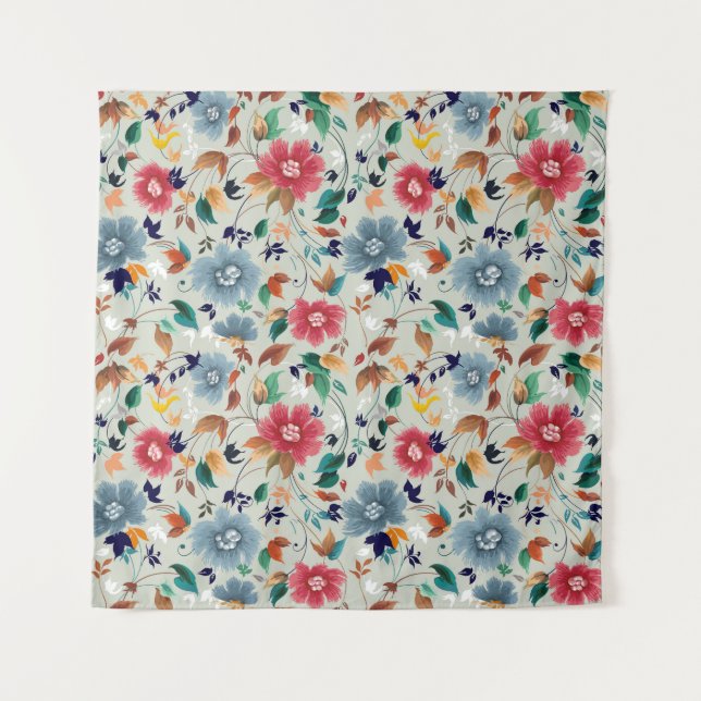 Elegance Blooms: Floral Vintage Background Tapestry (Front)