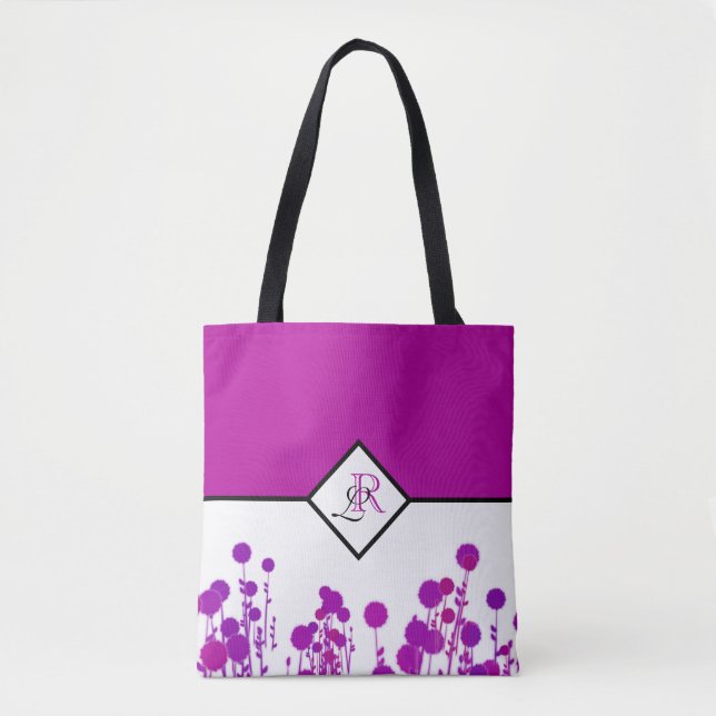 Elegance Blooms: Personalized Monogram Tote (Front)