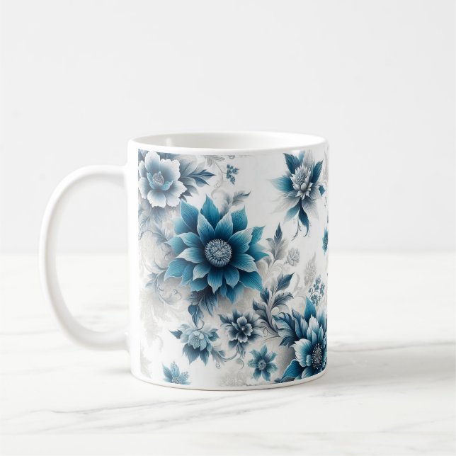Élégance/Blossom bleu dans Mug Café bleu (Gauche)