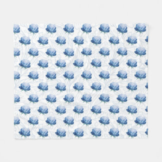 Elegance Blue Peony Botanical Wrapping Paper Fleece Blanket