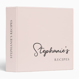 Elegance Blush Monogram Script Cookbook Recipe Binder