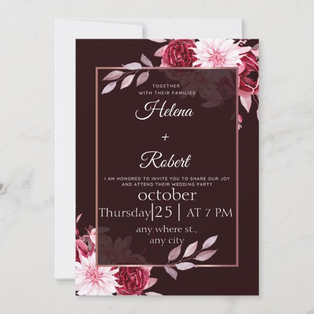  elegance botanical monogram rustic wedding invit invitation (Front)