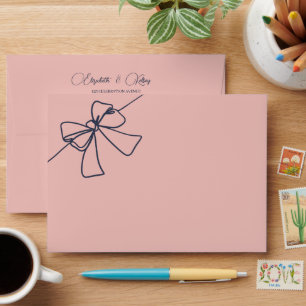 Elegance Chic Slate Blue and Blush Pink Wedding Envelope