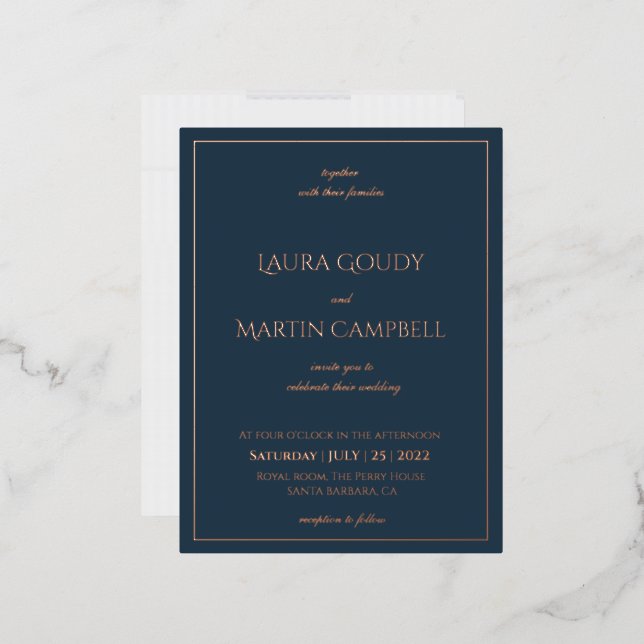  Elegance Classic text based  real foil Invitation (Envelope)