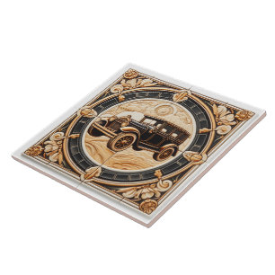 Élégance classique en carreaux de voiture d'époque