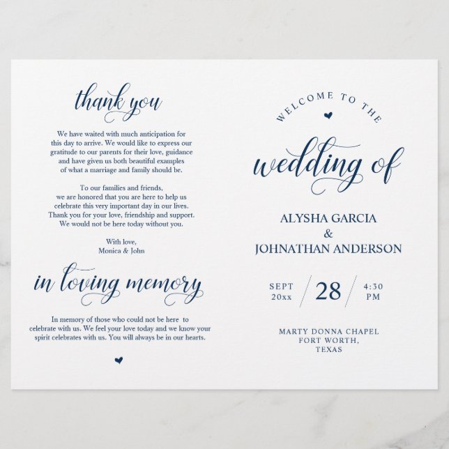 Elegance Classy Wedding Ceremony Foldable Program (Front)