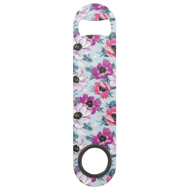 Elegance colour flowers pattern on blue bar key (Front)