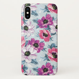 Elegance colour flowers pattern on blue Case-Mate iPhone case