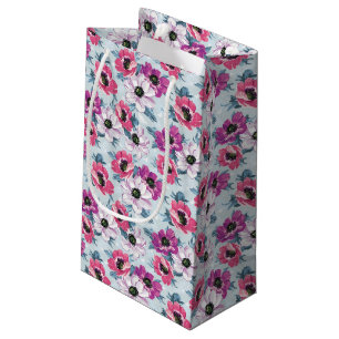 Elegance colour flowers pattern on blue small gift bag