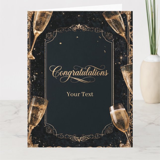 Elegance Congratulations Design with Champagne  Card (Front)