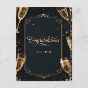 Elegance Congratulations Design with Champagne Holiday Postcard