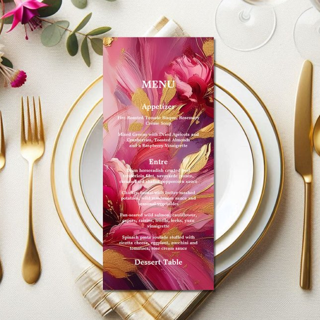 Élégance Contemporaine : Menu Rose Fuchsia Or (A work of art menu)