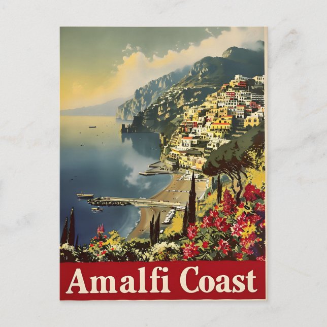 Elégance côtière : Carte postale Vintage Amalfi (Devant)