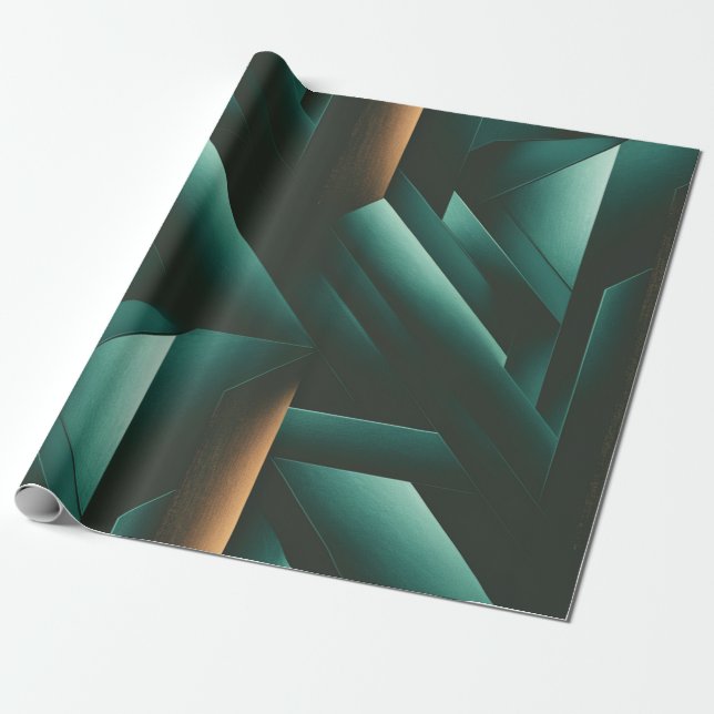 Elegance Dark Geometric Pattern  Wrapping Paper (Unrolled)