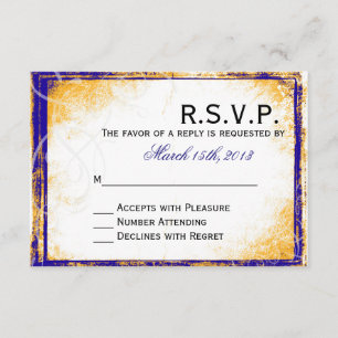 Élégance de bleu et d'or - carte de RSVP