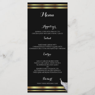 Élégance de paon dans l'or noir et le menu blanc