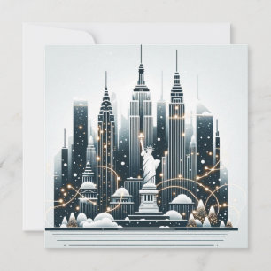 Élégance des Fêtes de New York - Carte de Noël Per