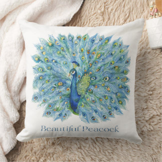 "Élégance dévoilée : Beau Coussin Peacock