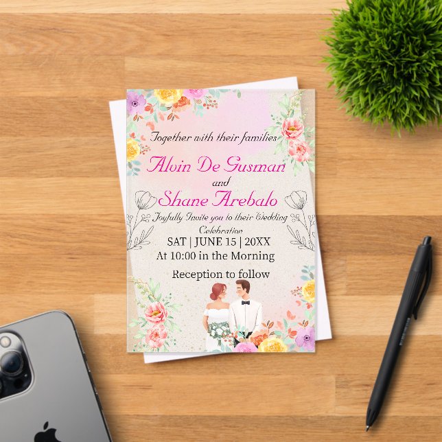 Élégance du rougissement : Faire-part de mariage a (Insitu (Carte d'invitation))