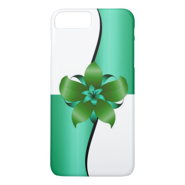 Elegance Floral Design in Green and White Case-Mate iPhone Case (Back)
