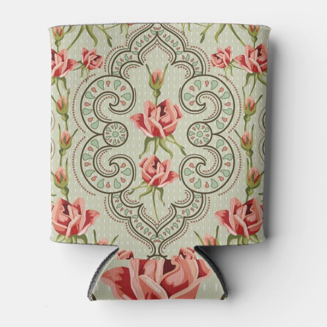 Elegance Floral: Vintage Seamless Background. Can Cooler (Front)