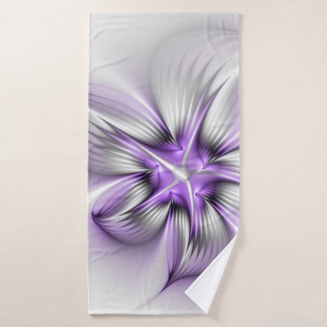 Élégance florale Art Abstrait Violet Fractal moder (Serviette de bain)