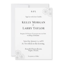 Élégance Florale Douce Invitation de Mariage Minim