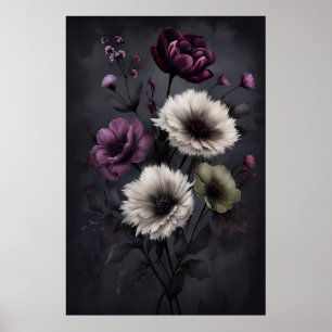 Elégance florale foncée - Poster d'art botanique M