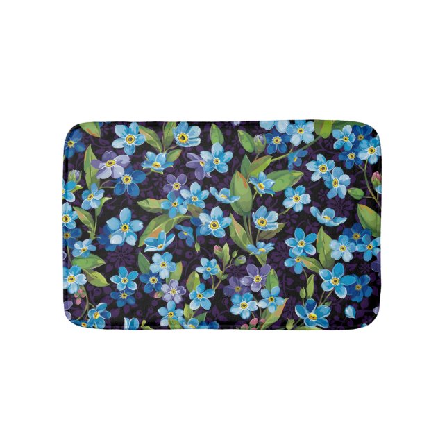 Elegance Forget-Me-Not Floral Pattern Bath Mat (Front)