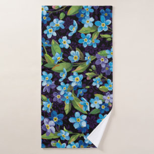 Elegance Forget-Me-Not Floral Pattern Bath Towel